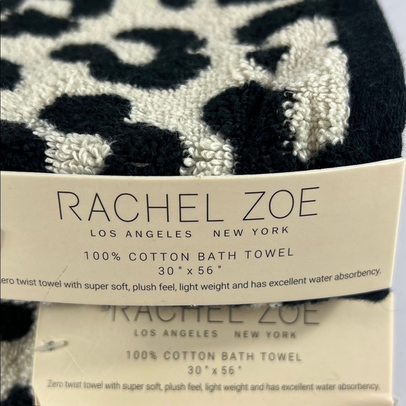 Rachel Zoe Black and Cream Leopard Towel Set Bath Hand Wash Cotton Set of 8 NEW - Picture 2 of 7